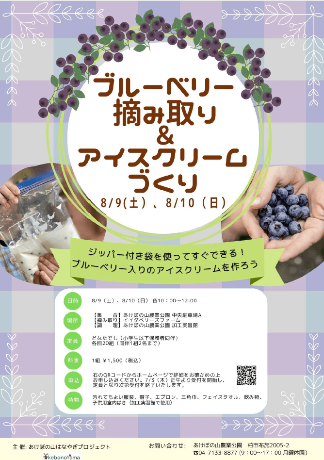 ブルーベリー摘み取り&アイスクリームづくり