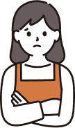 腕を組んで困った表情をしている女性のイラスト