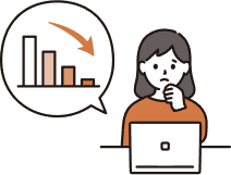 売上が減少して悩んでいる女性のイラスト